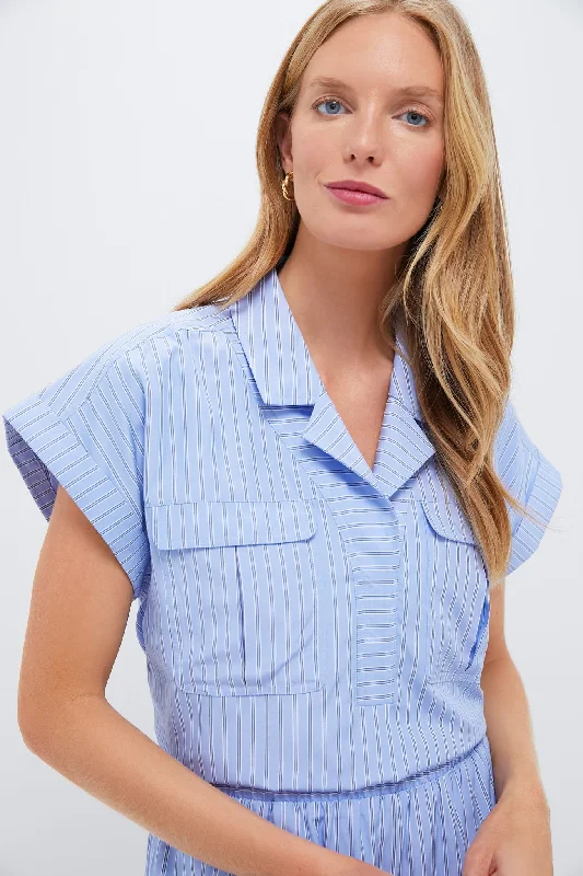 Cornflower Blue Stripe Scottie Shirt