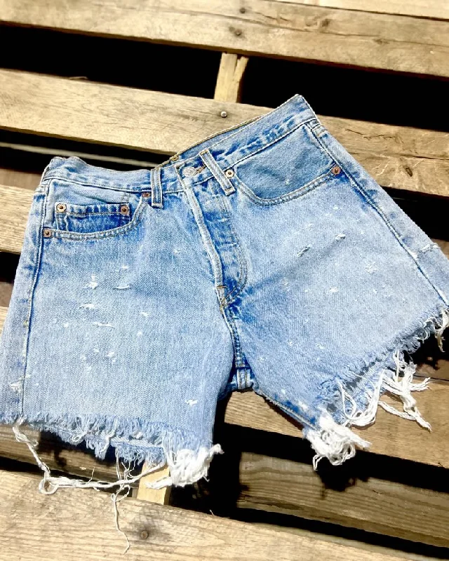 Blue Denim Distressed Shorts (Levi's) Size 27