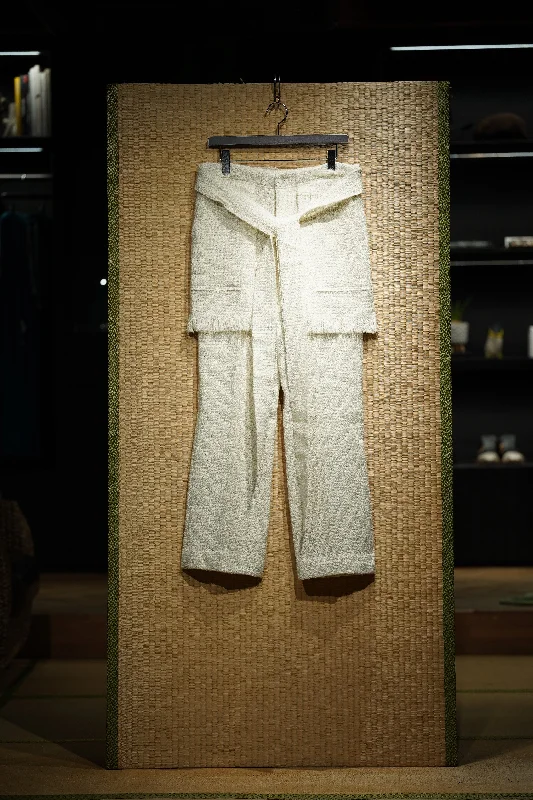 Fujimoto Veiled Wool Tweed Trousers (Off White)