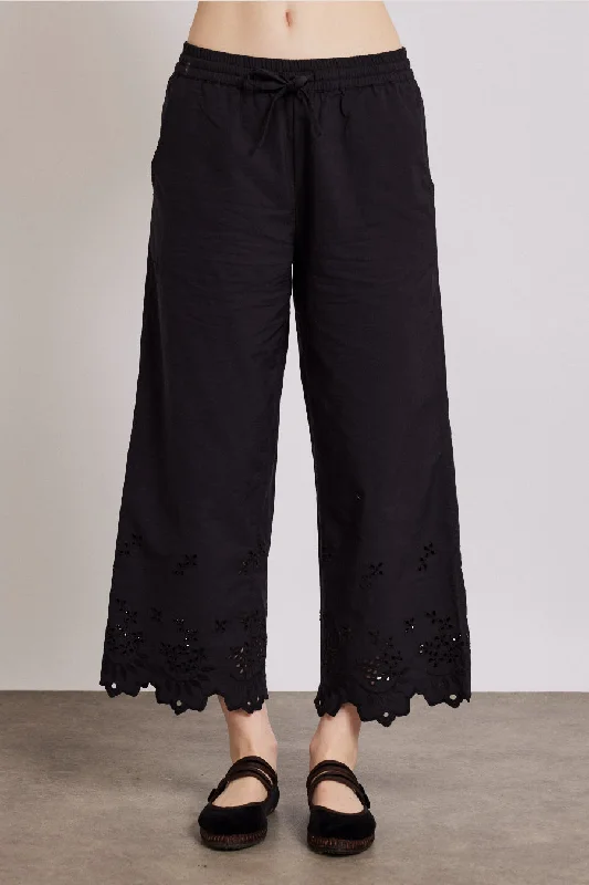 lana trousers - black broderie