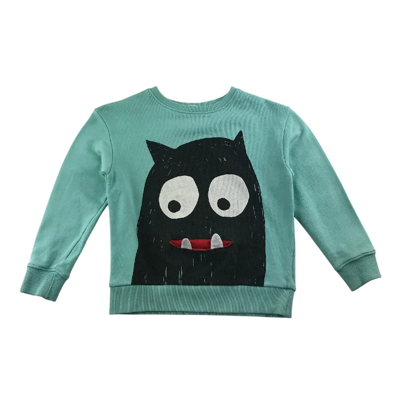 H&M sweater 5-6 years mint blue monster cotton