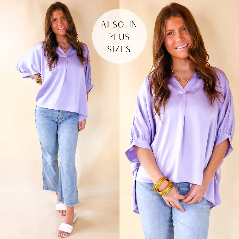 Irresistibly Chic Half Sleeve Oversized Blouse in Lilac Purple