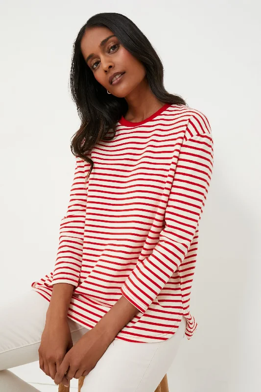 Cherry Striped Knit Popover