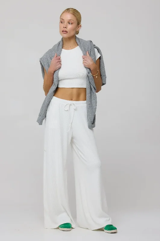 Chase Rib Pant in White