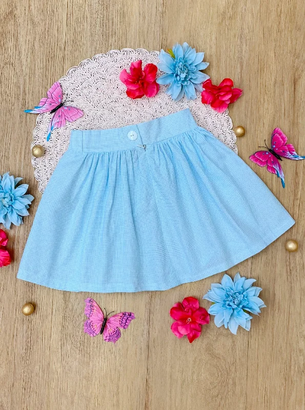 Sky Blue Microdot Tennis Skirt by Kids Couture