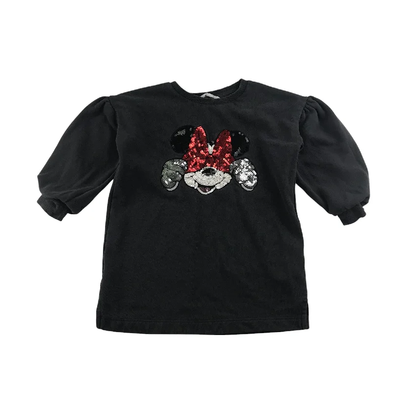 M&S sweater 4-5 years charcoal grey puff sleeve Minnie Mouse