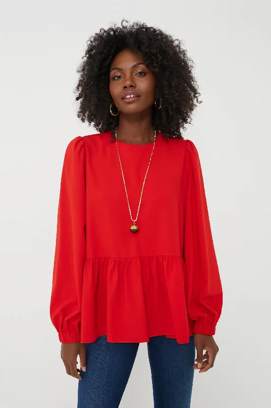 Red Carlota Peplum Blouse