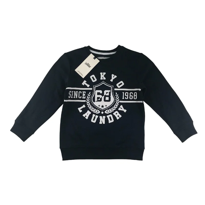 Tokyo Laundry sweater 7-8 years navy blue crew neck print image