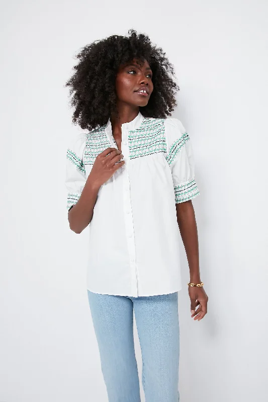 White Embroidered Saylor Shirt