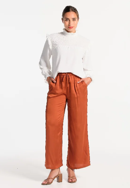 Pantalon femme rouille avec élastique