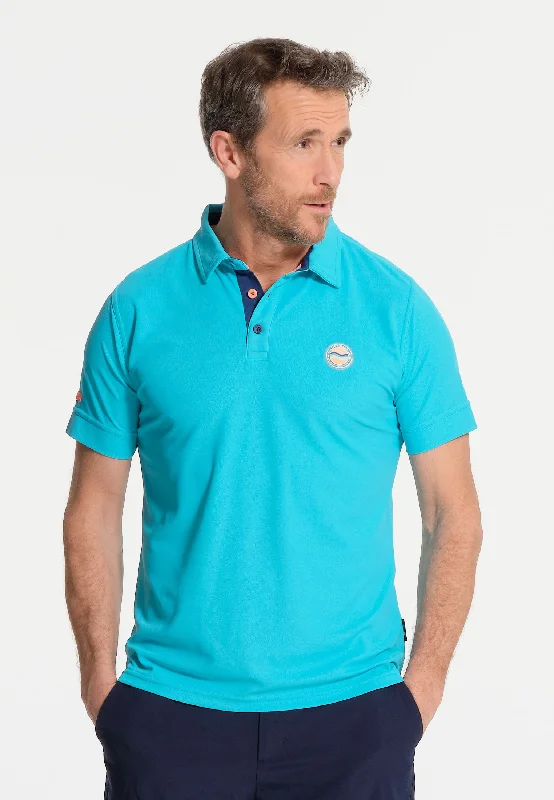 Polo homme cyan uni