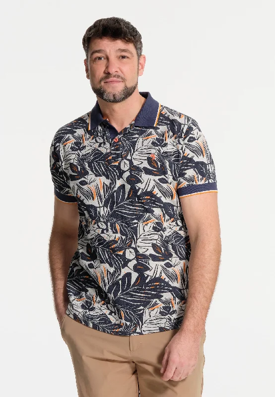 Polo homme motifs végétaux