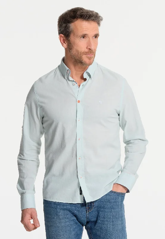 Chemise homme turquoise - effet lin