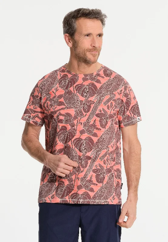 T-shirt homme corail et oiseaux