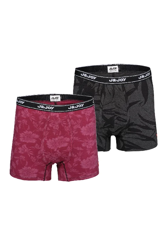 Pack de 2 boxers homme végétal bordeaux et kaki