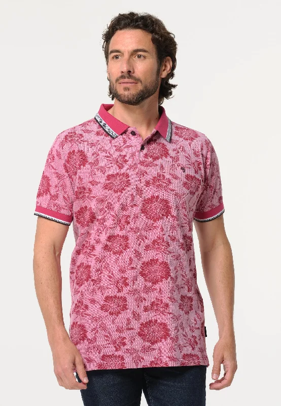 Polo homme fleuri bordeaux