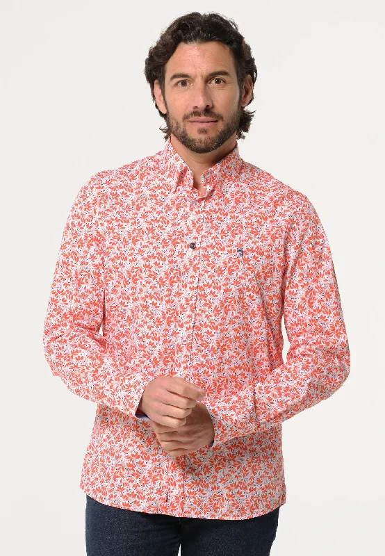 Chemise homme feuilles orange