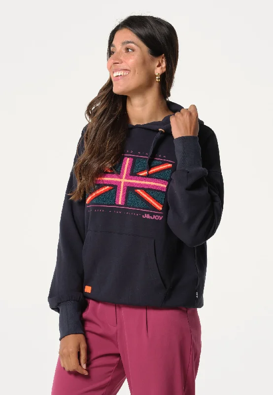 Sweatshirt femme bleu avec drapeau Grande-Bretagne