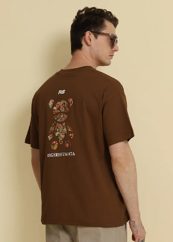 Bearsy Paisley Brown Oversized T-shirt