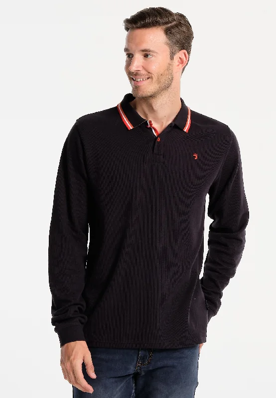 Polo homme noir, motif arrière