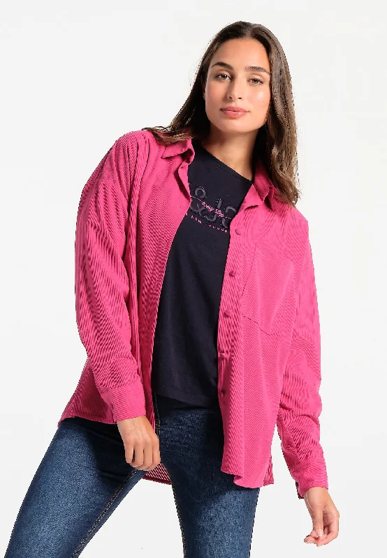 Sur-Chemise femme fuchsia avec imprimé fleuri