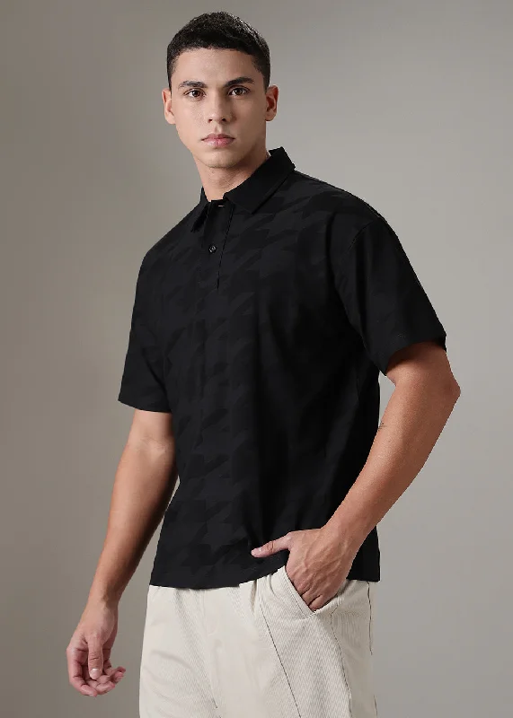 Herringbone Pattern Polo T-shirt