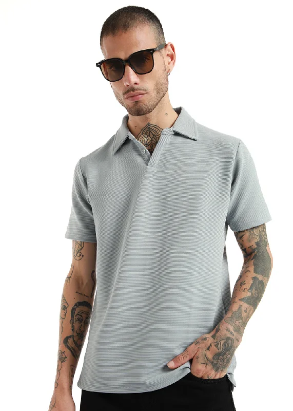 Light Gray Textured Polo T-shirt