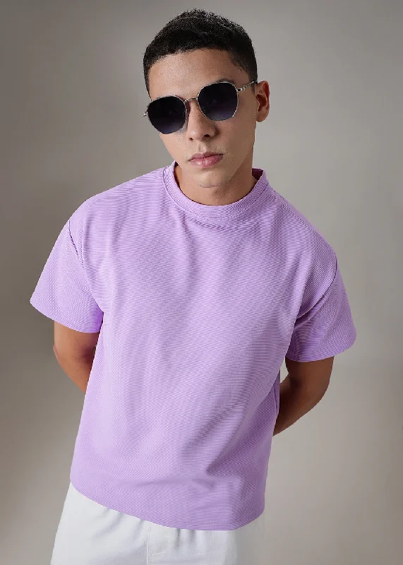 Oversized Lilac Textured T-shirt