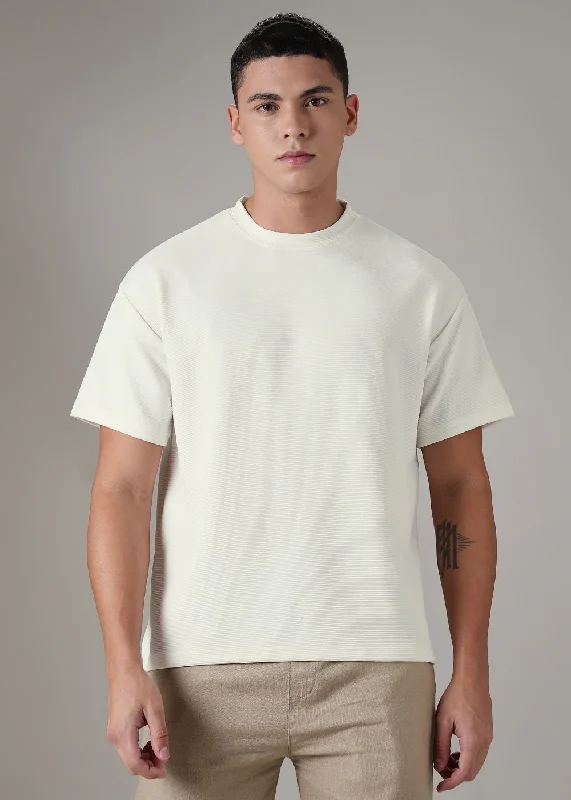 Oversized White Textured T-shirt