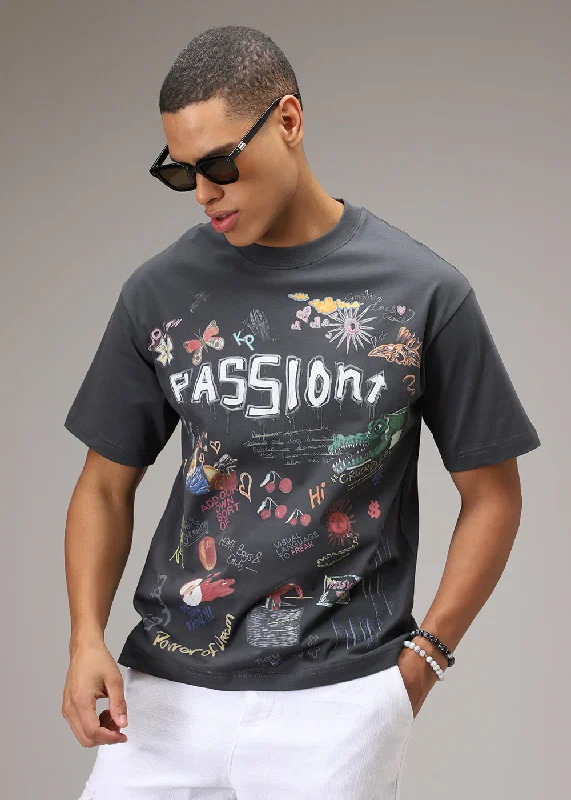 Passion Grey Printed Oversized T-shirt