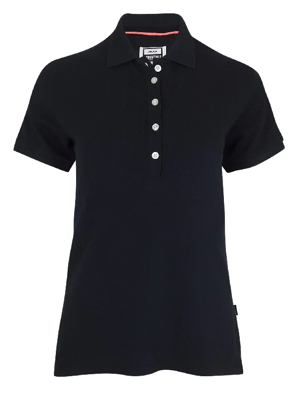 Polo Essentials femme noir carbone coupe droite en coton