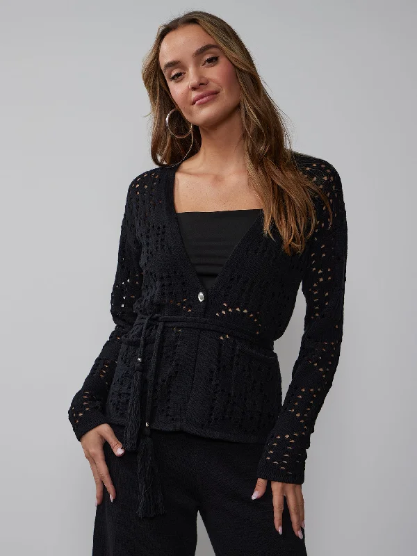 V-Neck Tie Waist Cardigan