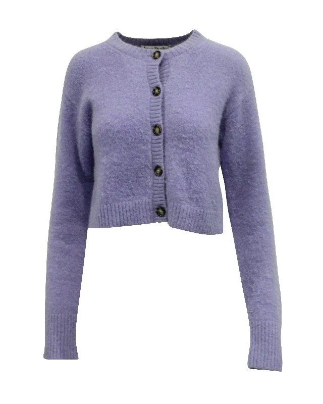 Acne Studios Cropped Cardigan in Light Purple Nylon