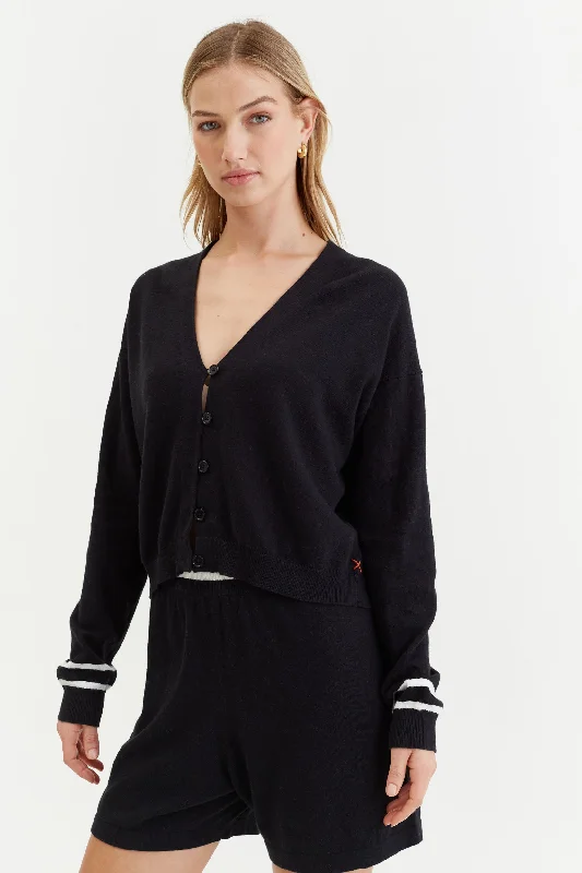 Black Cotton-Linen Summer Cardigan