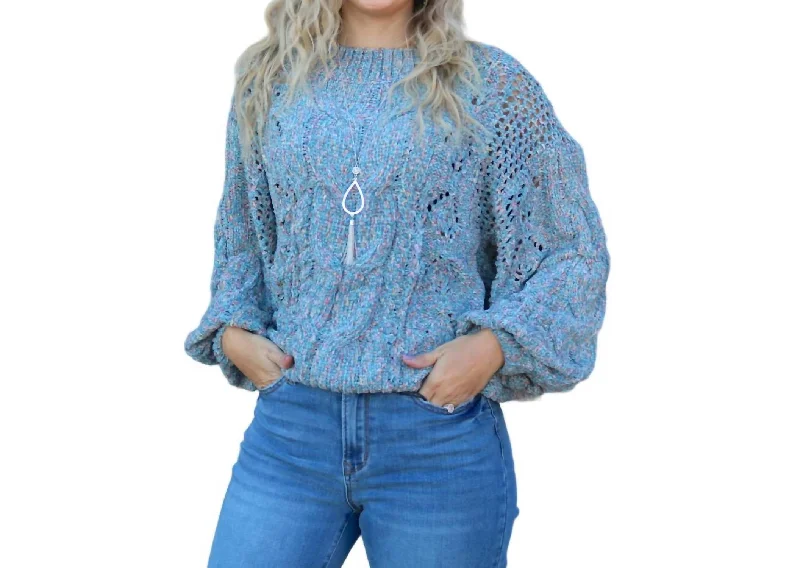 Crisp Feeling Sweater In Aqua Sky