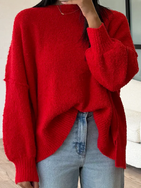 Lev Textured Sweater | Red | +Plus Available