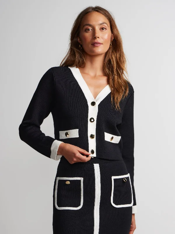 Long Sleeve Contrast Trim Cardigan