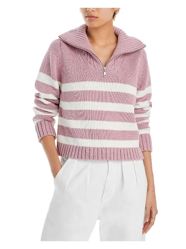 Matey Womens Striped Cable Knit Turtleneck Sweater