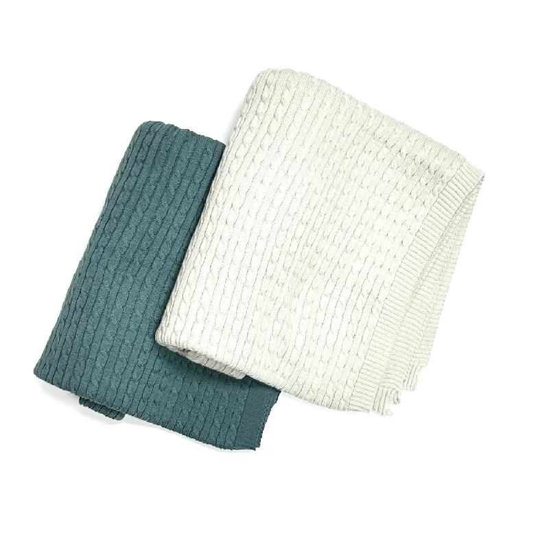 Mini Cable Sweater Knit Baby Blanket (Organic Cotton) - 4 Colors