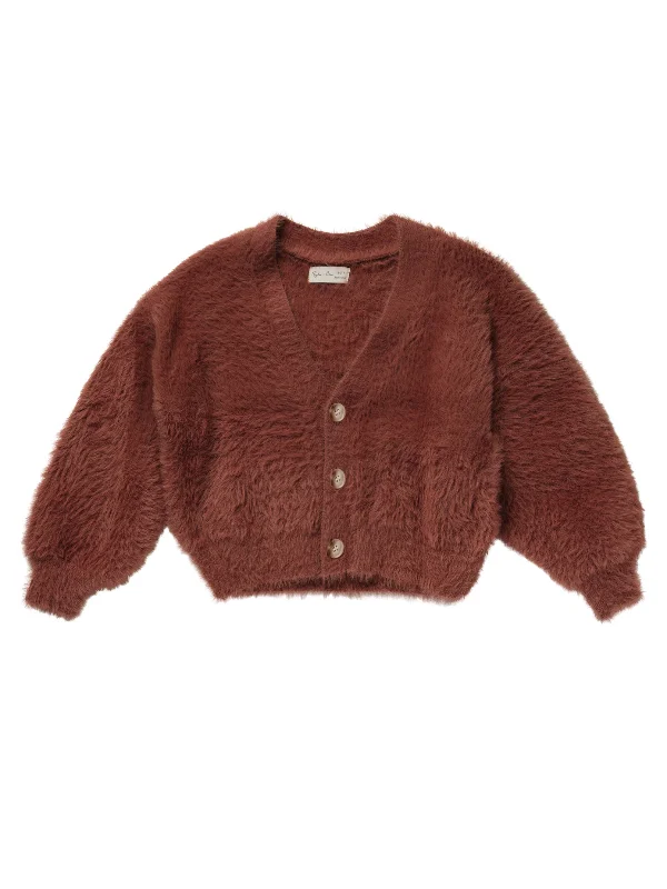 Rylee & Cru Fuzzy Cardigan, Brick