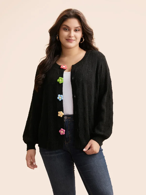 Supersoft Essentials Stereo Flower Design Textured Cardigan