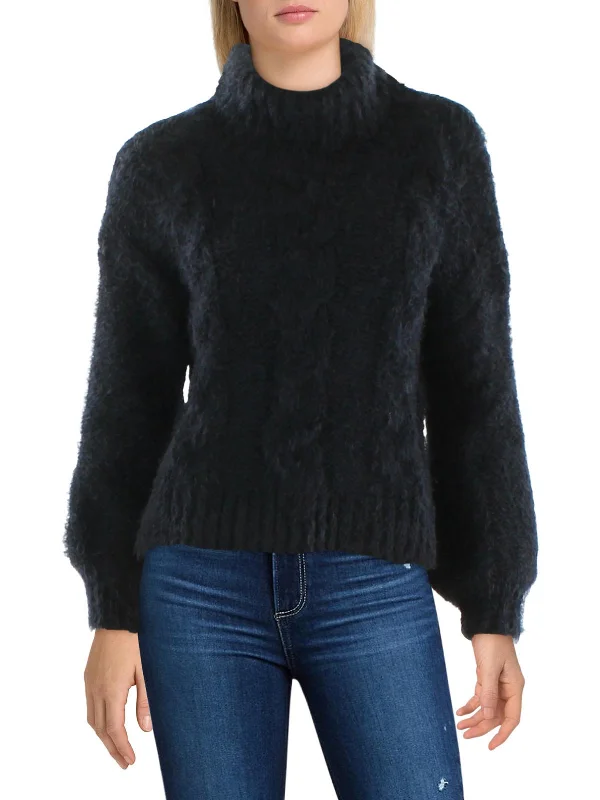 Womens Knit Cut Out Back Turtleneck Sweater