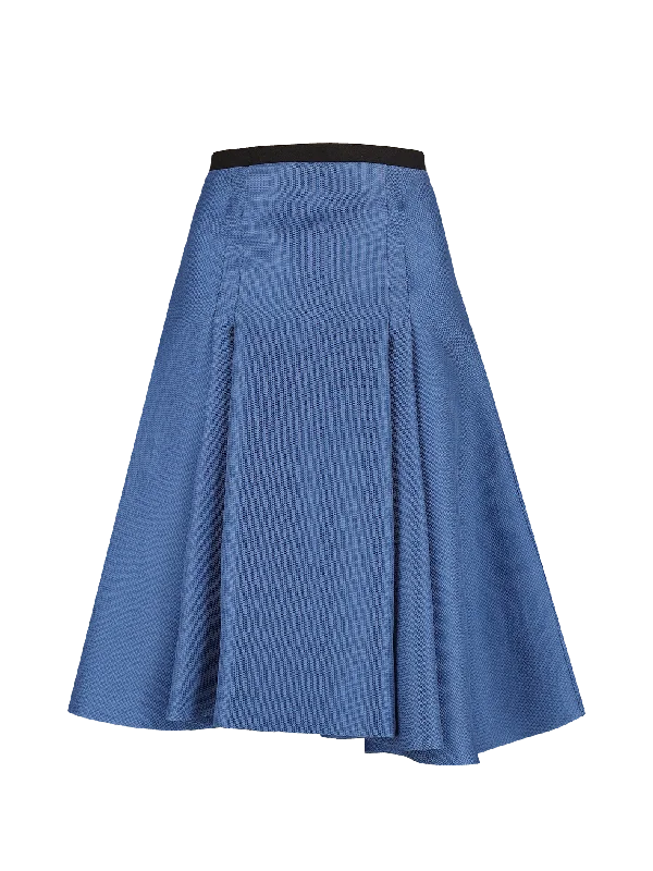 asymmetric pleated midi skirt