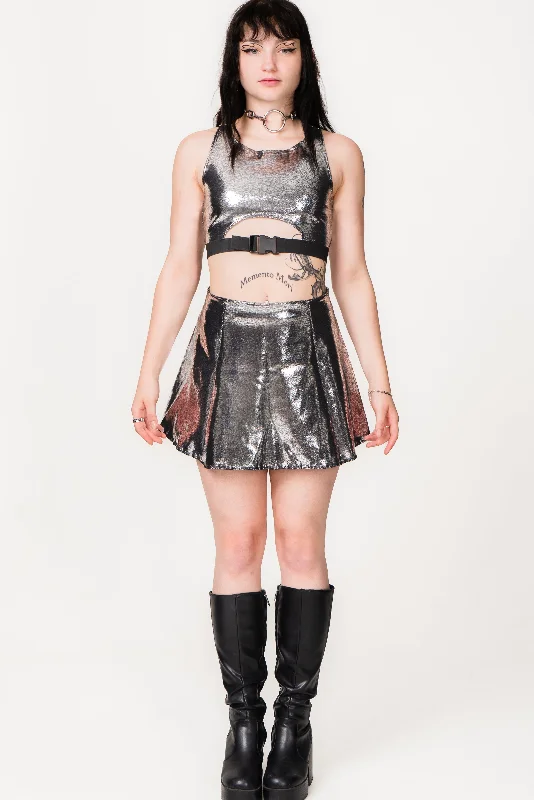 Chrome Flared Skirt