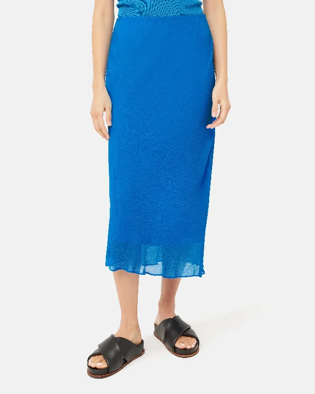 Crinkle Bias Maxi Skirt | Blue