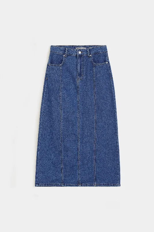 Denim Skirt With Panels