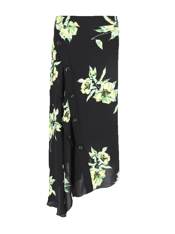 floral silk midi skirt