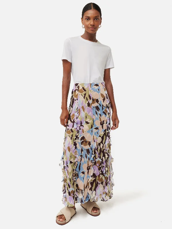 Graphic Pansy Crinkle Skirt | Lilac