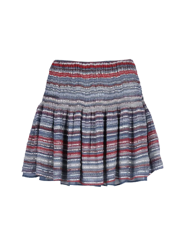 horizontal-stripe silk-blend mini skirt