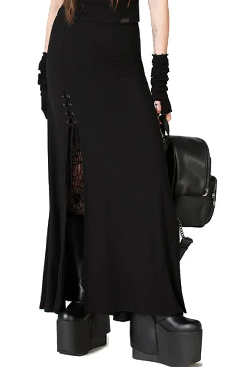 Killstar Kihilist Secretly Weep Maxi Skirt with Lacing Detail